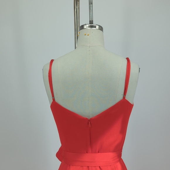 00672 Dress the Population Satin Wide Leg Jumpsuit Red sz Small party cocktail - Picture 4 of 7